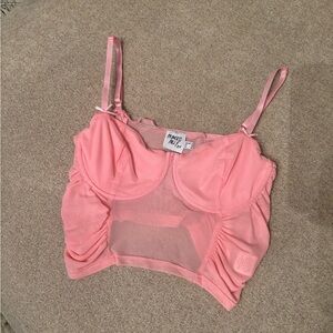 Princess Polly Pink Mesh Crop Top